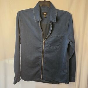 Men's H&M Indigo Blue denim SHAKET Shirt  Sz M Workwear Urban Rugged Zip Up